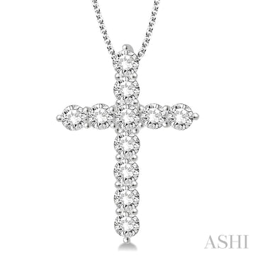 14K White Gold Diamond Cross Pendant w/ 2.00 ctw
